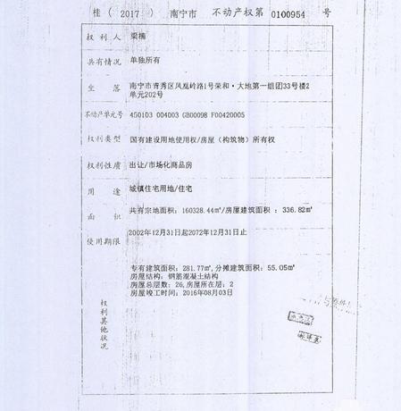 【荣和大地第一组团】南宁市青秀区凤凰岭路1号荣和大地第一组团33号楼2单元202号